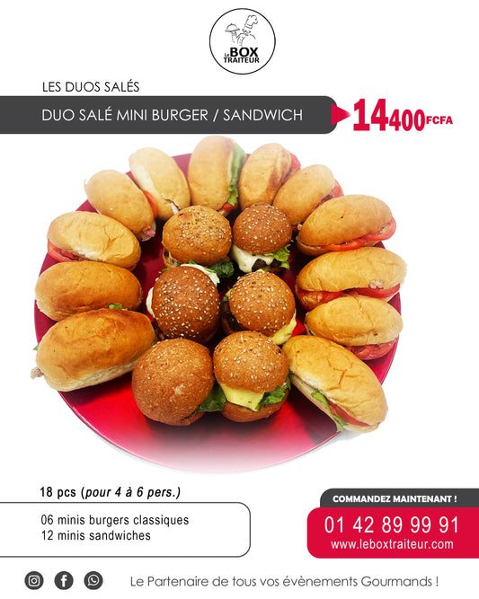 Duo salé Mini burger /Mini sandwich - 18 pièces