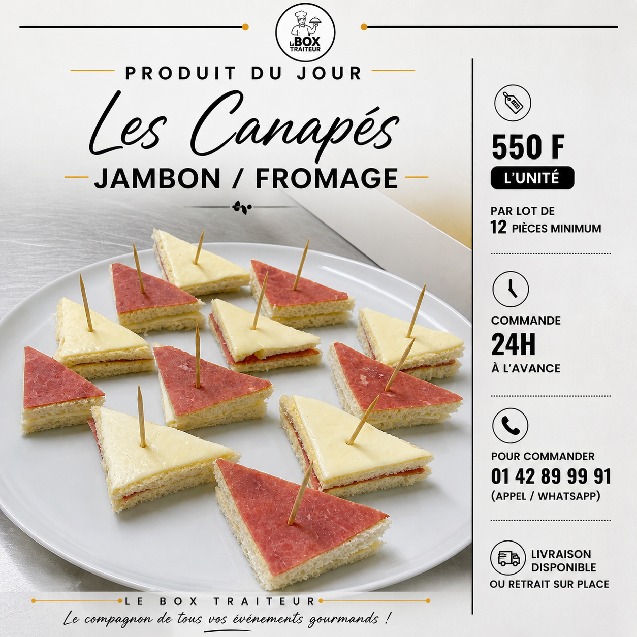 Canapés Jambon Fromage - lot de 12