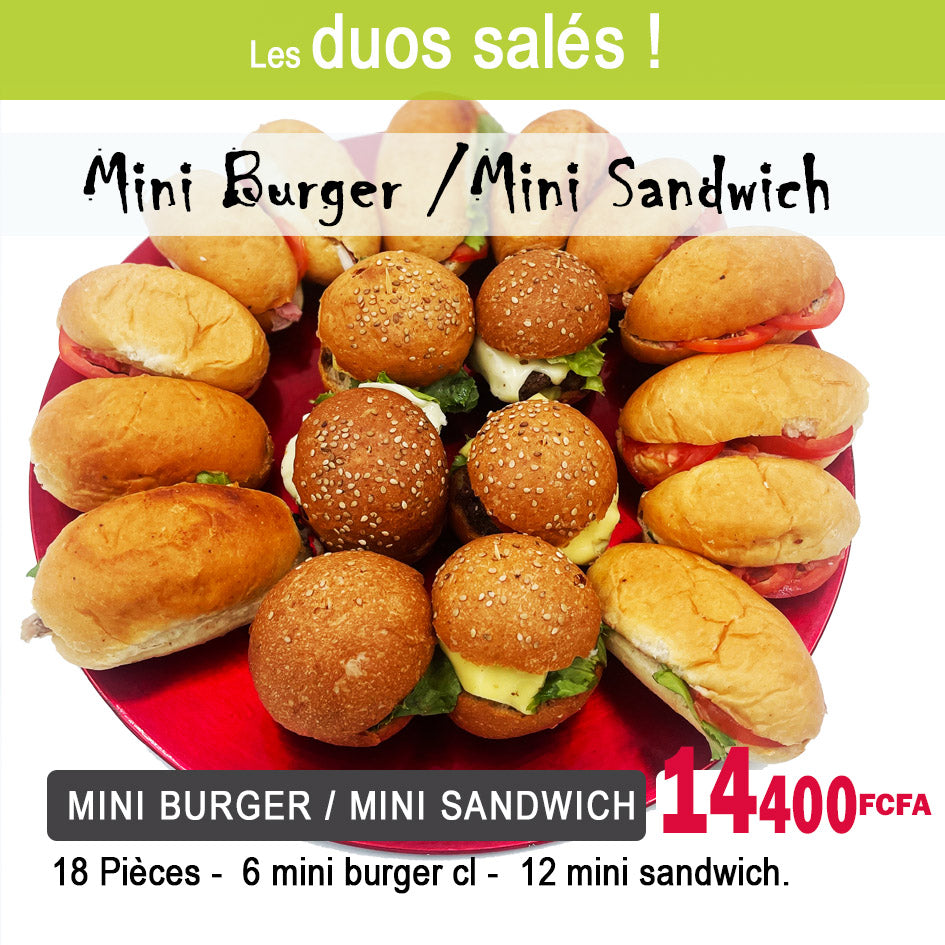 Duo salé Mini burger /Mini sandwich - 18 pièces